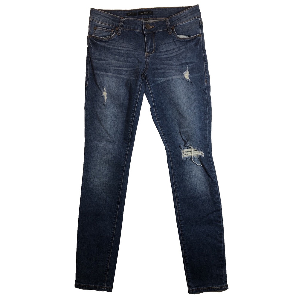 See Thru Soul Jeans Juniors Size‎ 7 Denim Blue Megan Skinny Distressed Women's